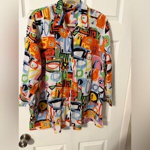 Ali Miles Colorful Abstract Women's Button Down Shirt